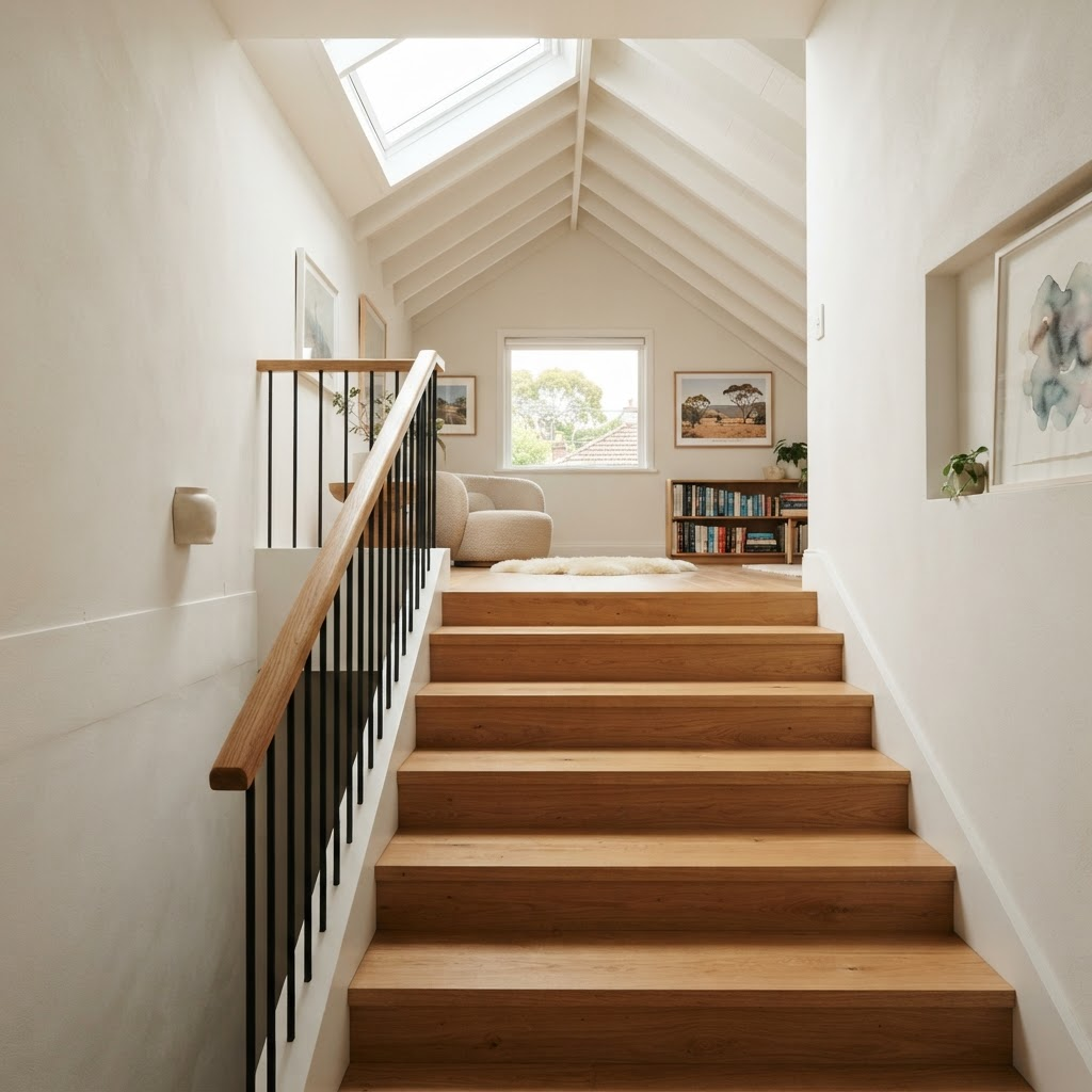 Custom staircase leading to the Leichhardt attic conversion
